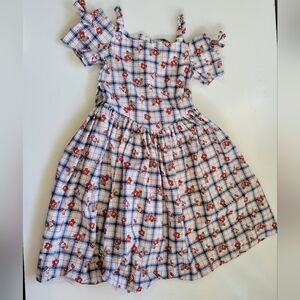 Vntg Giorgio Kids Bear Plaid Pinup Dress Size 7